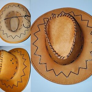Retro Suede Western Cowboy / Cowgirl Hat Country Hat with Curved Brim & Bandana